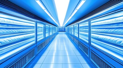 Obraz premium Cool, futuristic refrigerated food aisle