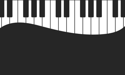 波形ラインとピアノ鍵盤を組み合わせた音楽背景デザイン