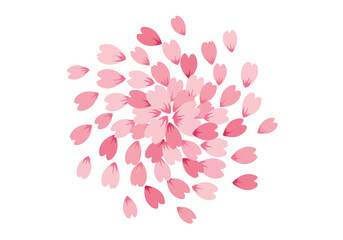 Fototapeta premium A cluster of stylized pink cherry blossom petals scattered on a white background