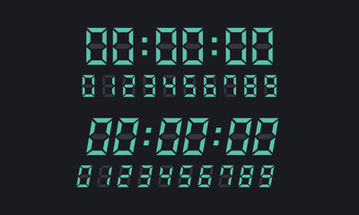 7セグメント表示のデジタル数字デザイン