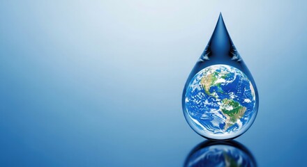 Fototapeta premium Globe encapsulated in a water droplet