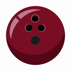 Fototapeta premium Burgundy bowling ball with finger holes on a white backdrop digitally rendered in a cartoon style for graphic design and sports themes