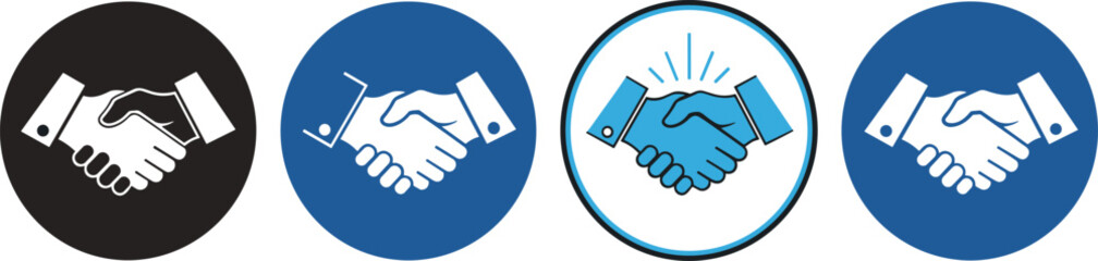 Fototapeta premium Set of business handshake icons, partnership agreement symbols, cooperation deal signs, professional collaboration vector, trust and teamwork imagery, contract success.