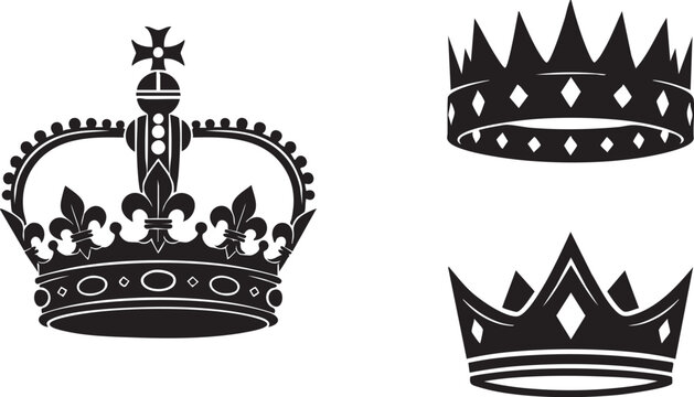 Imperial crown symbols and royal crowns illustrations