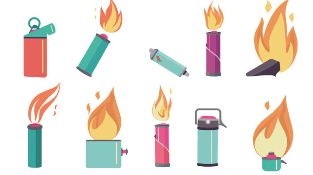 Flame lighter flat vector icon, simple pocket cigarette lighter with burning flame, minimal clean design isolated on white background for app and web use
