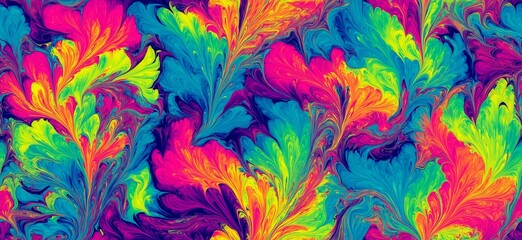Neon suminagashi marbling abstract liquid art background. Vibrant suminagashi marbling creating a colorful liquid abstract background with neon hues