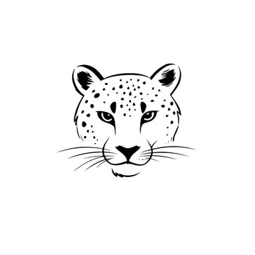 Snow Leopard. Snow Leopard simple black and white line art vector logo