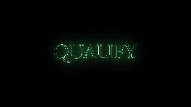 QUALIFY Text Digital Noise  Animation Background. Retro VHS Vintage and Pixel Distortion Glitches Computer.
