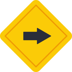 Flat Simple Arrow Sign Directional Icon in Yellow Diamond Shape