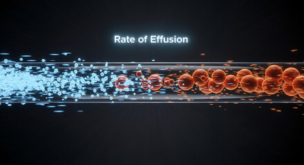 Fototapeta premium Rate of effusion concept illustration showing gas particles moving through a narrow tube