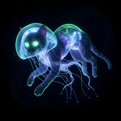 Glowing Cat Creature in Space