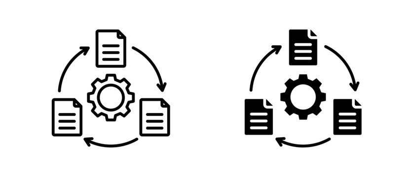 Process Documentation icon set with style outline and solid. vector simple elements for design and presentation.