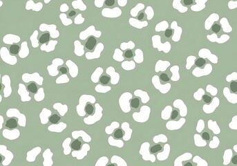 Fototapeta premium Simple white flowers with green centers on a muted green background.