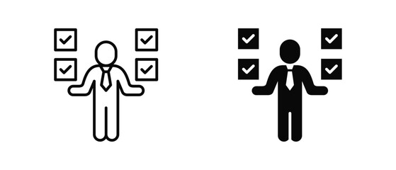 Fototapeta premium Self Assessment icon set with style outline and solid. vector simple elements for design and presentation.