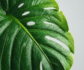 Tropical Green Leaves Botanical Background with Natural Texture