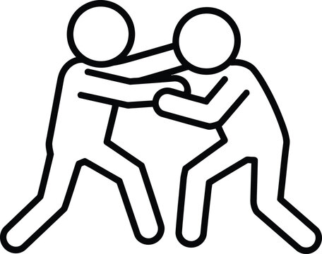 Two stick figures engaged in a physical altercation or struggle together