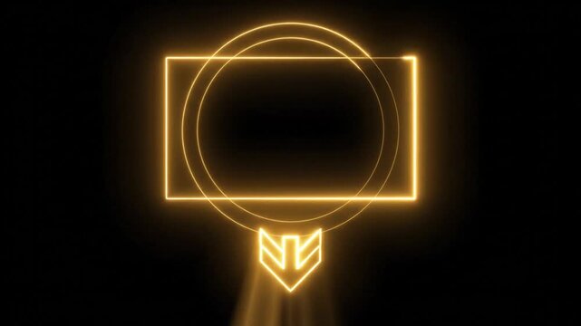 Abstract geometric shape with glowing lines on black background