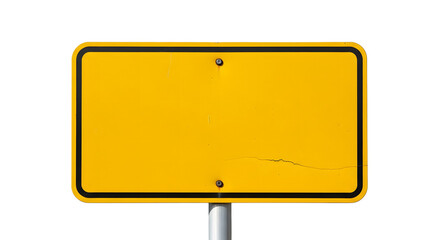 Yellow road sign isolated on transparent background