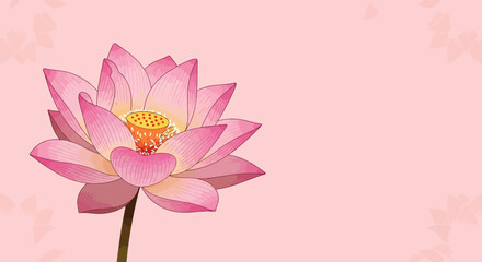 Obraz premium Beautiful pink lotus flower on a soft pink background viewed from the front in a serene environment