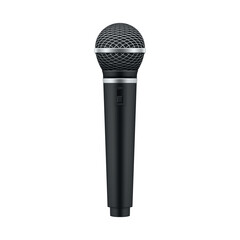 Black microphone on white background in vector format for audio and music use in various projects and settings
