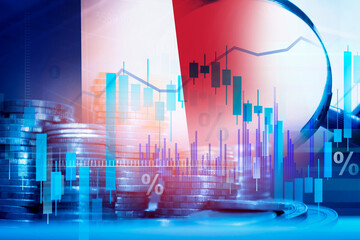 France financial stock market graph , economy crisis , investment analysis concept