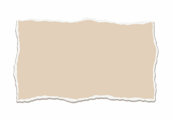 Obraz premium A blank piece of torn beige paper with rough edges, isolated on a white background, perfect for notes or messages