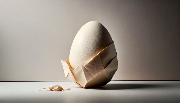 Cracked Eggshell Concept Isolated on Neutral Background