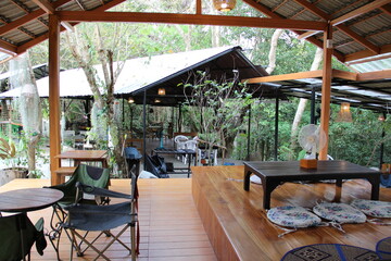 Fototapeta premium Beautiful Cafe or restaurant with garden