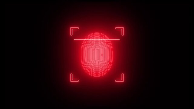 Animated glowing fingerprint button for  smartphone or app interface.