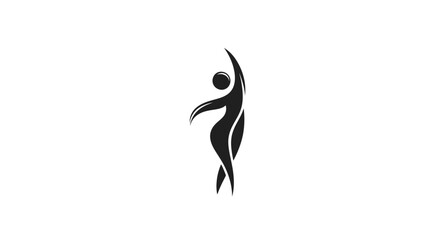 Black Silhouette of Dancing Person Icon.