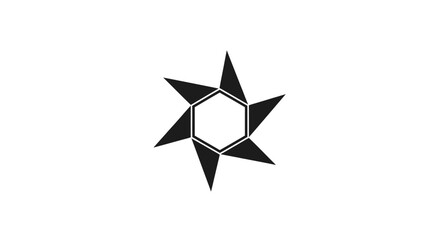 Obraz premium Black star shape with hexagon center.