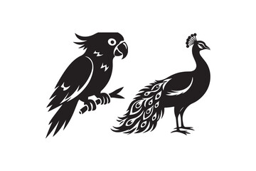 Fototapeta premium Black and white vector illustration of an eagle bird with detailed wings and feathers in a simple cartoon style