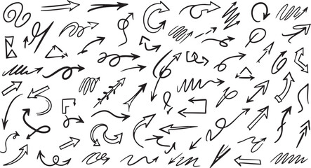 Obraz premium Black Arrow Icons Set: Hand-Drawn Directional Arrows 