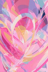 Fototapeta premium Romantic love theme for Valentines Day. A vibrant abstract painting with a kaleidoscope of pink, blue, yellow, and purple hues, creating a mesmerizing visual effect.