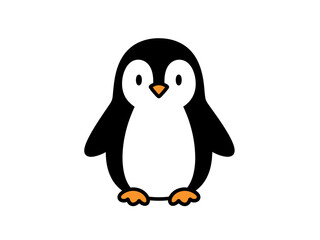 Obraz premium A cute cartoon illustration of a standing penguin on a white background