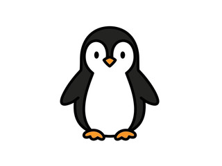 Obraz premium Cartoon penguin illustration with black and white body and orange feet