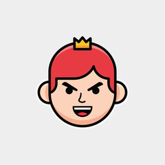 Cartoon king character with crown and confident expression vector illustration