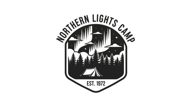 Northern Lights Camp Est 1972 Vintage Emblem.
