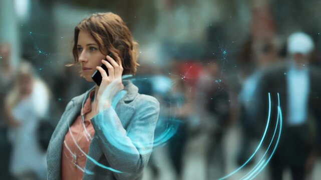 Medium shot of an efficient automated communication system optimizing call management with responsive and intelligent dialogue features