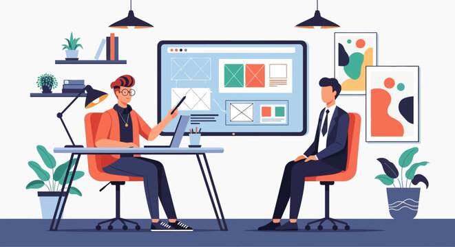 Two Men Working on Computer Together.
