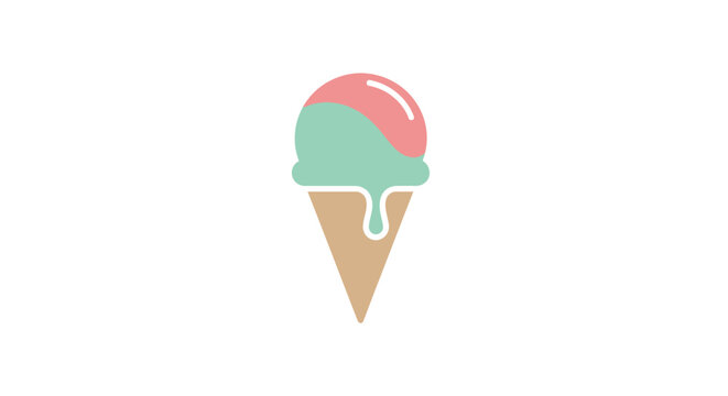 Colorful Ice Cream Cone Dessert Treat.
