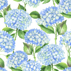 Seamless pattern hydrangeas