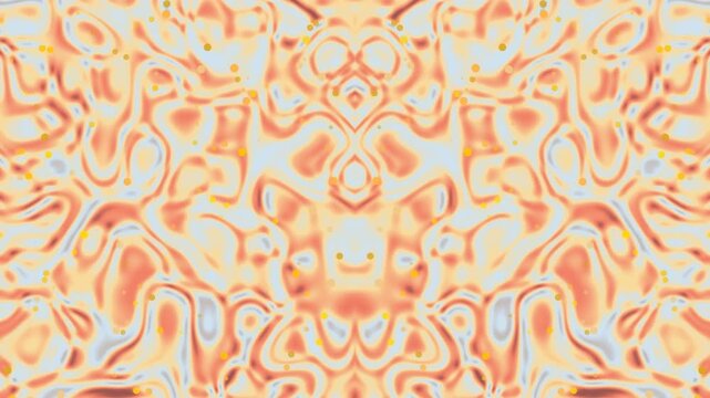An abstract illustration of swirling patterns and shapes in vibrant orange hues viewed from a close-up perspective