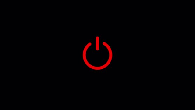 abstract power button icon animation. start turn on off button animation. switch power reset button symbol in transparent background in 4k animation with alpha channel