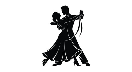 A romantic couple gracefully dances together captured in a striking black silhouette high quality professional detailed modern elegant stylish clean crisp © CreativeAkash099