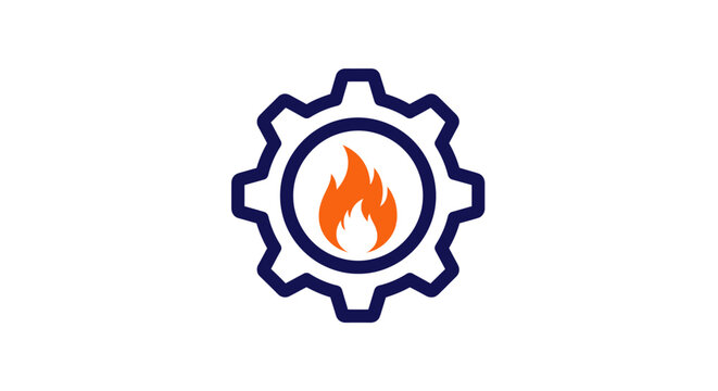 Gear Icon with Flame Inside.