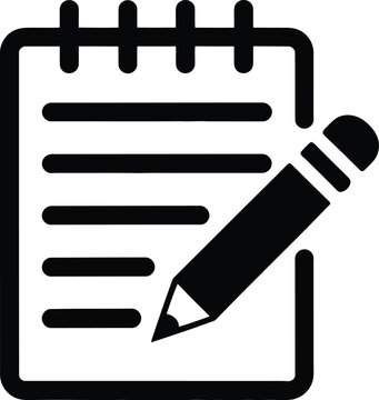Notepad with pencil icon. Write document and notebook vector illustration.