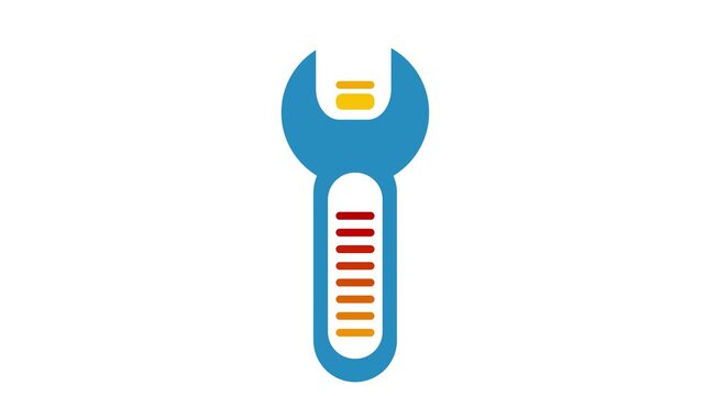 Wrench Icon: A modern, minimalist icon of a blue wrench, representing tools and repair, ideal for tech and service-related projects.
