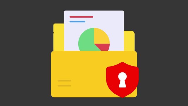 Secure Document Protection: A vibrant illustration showcasing a secure folder safeguarding sensitive information, symbolized by a document with colorful charts.