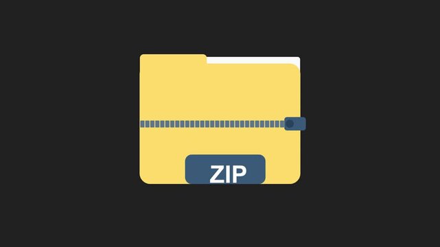 Digital Data Compression: An illustrative depiction of a digital file folder, sealed with a ZIP tag, symbolizing data compression and archiving.